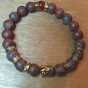 Red Jasper Stone Buddha Bead Healing Bracelet